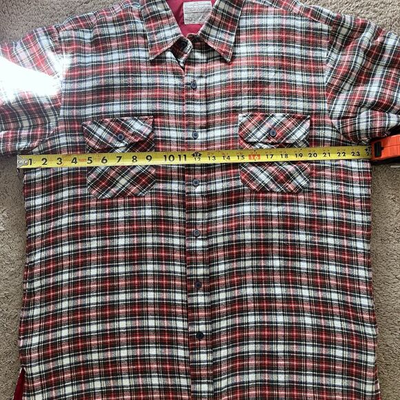 Back Packer Quilted Flannel Shirt Jacket – Red Plaid Shacket – Size L – Vintage - Picture 6 of 7